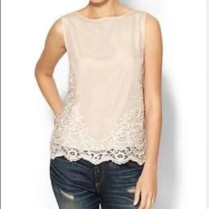 Rhyme Los Angeles Blush Lace Overlay Tank, NWT